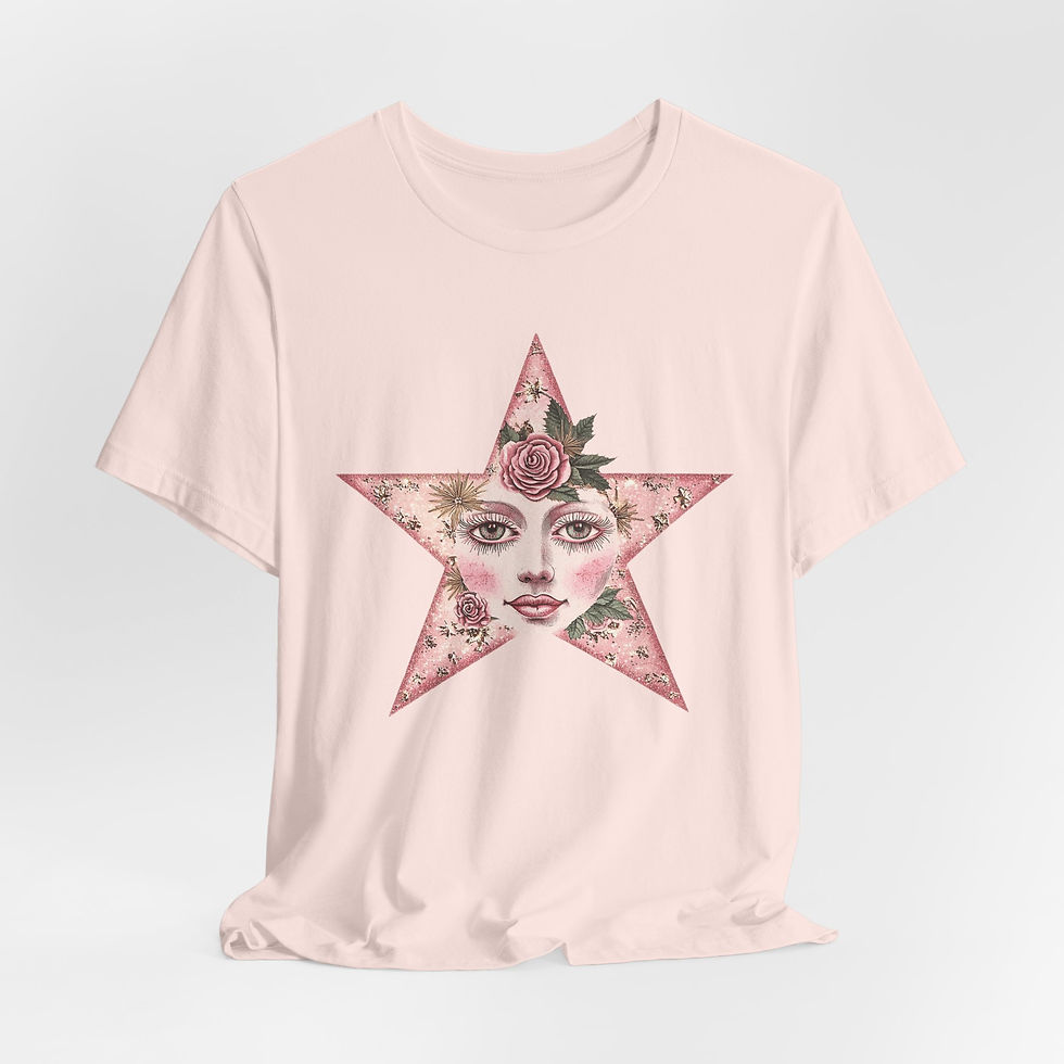 Thumbnail: Celestial Star Art T-Shirt Shabby Pink Trendy Personal Expressive Artistic Gift