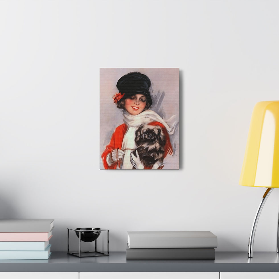 Thumbnail: Harrison Fisher Canvas Art Edwardian Woman with Dog Giclee Print Victorian Decor