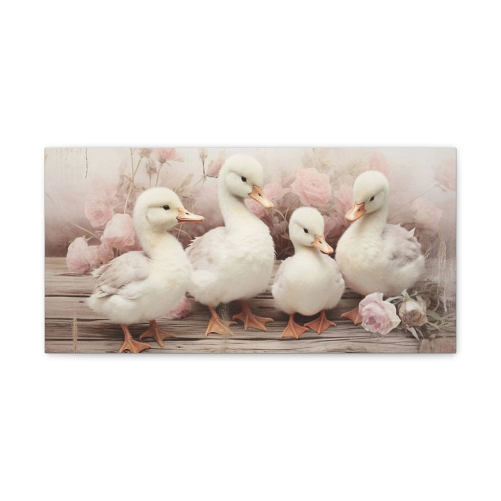 Thumbnail: Shabby French Country Decor Canvas Art Vintage Farmhouse Cottage Ducks Flowers