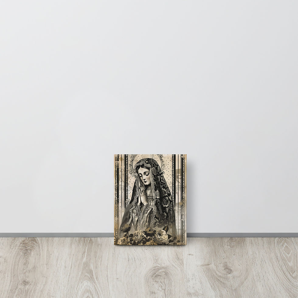 Thumbnail: Virgin Mary Art Canvas Shabby Distressed Madonna French Country Wall Decor
