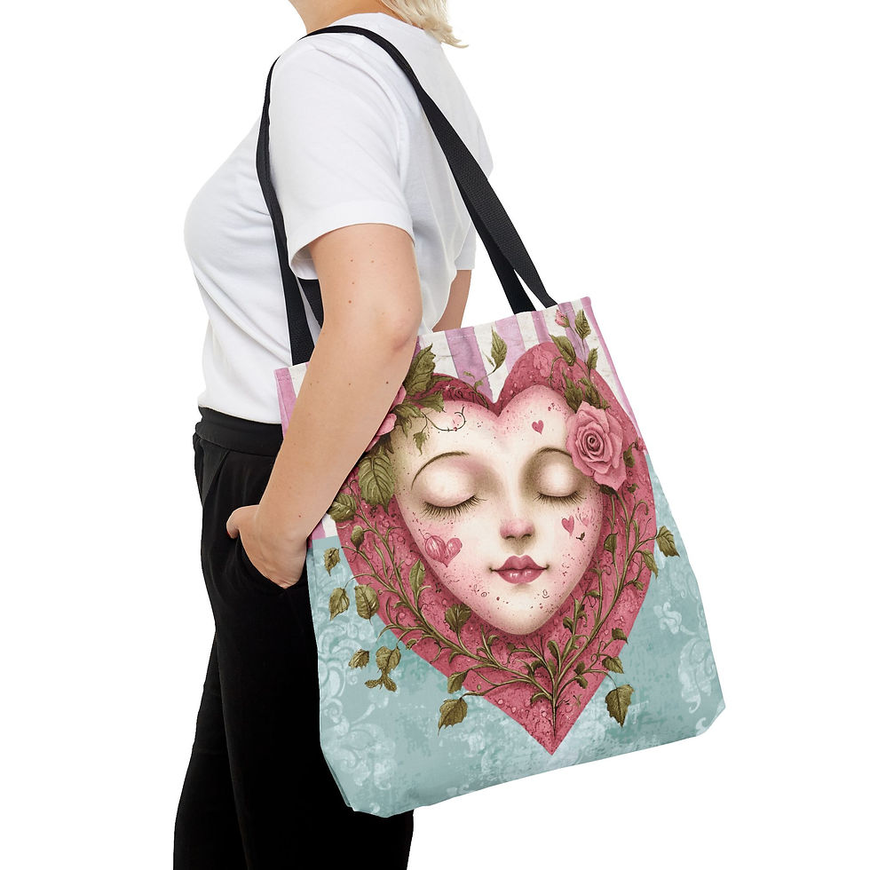 Thumbnail: Artistic Celestial Tote Bag Boho Heart Art Shabby Pink Trendy Expressive Gift