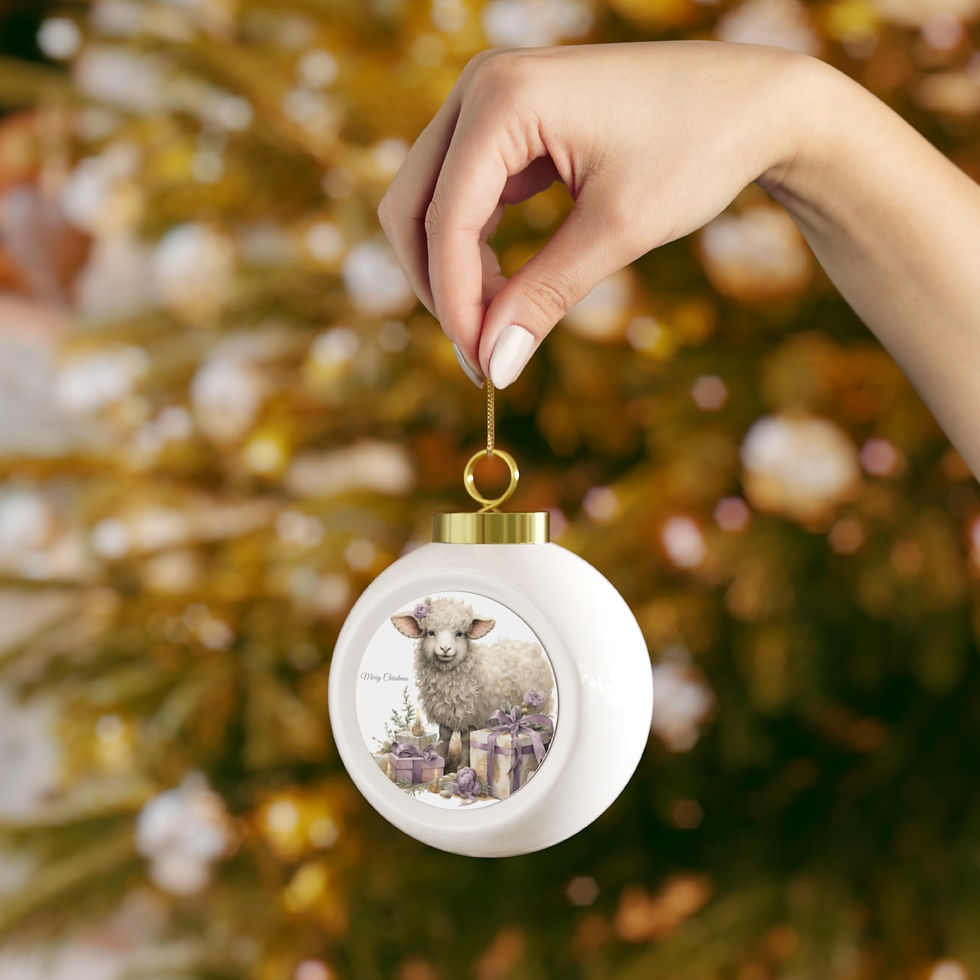 Thumbnail: Shabby Chic Vintage Lamb Christmas Ornament Lavender Christmas Decor Gifts