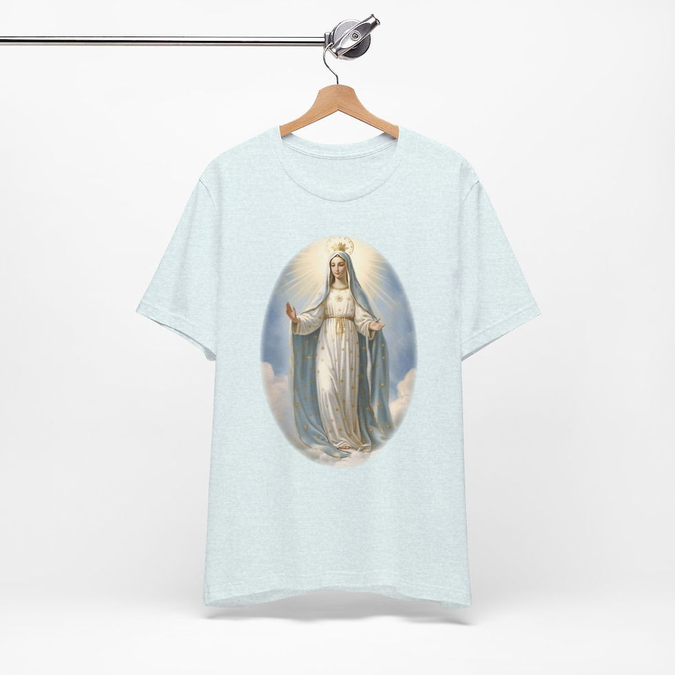 Thumbnail: Virgin Mary T-Shirt Our Lady of Grace Ave Maria Art Tee Catholic Faith Gift