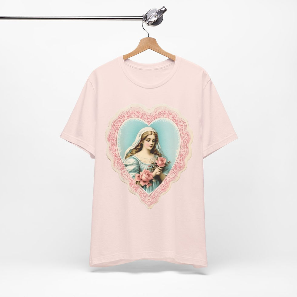 Thumbnail: Shabby Virgin Mary T-Shirt Religious Faith Pastel Art Tee Vintage Catholic Gifts