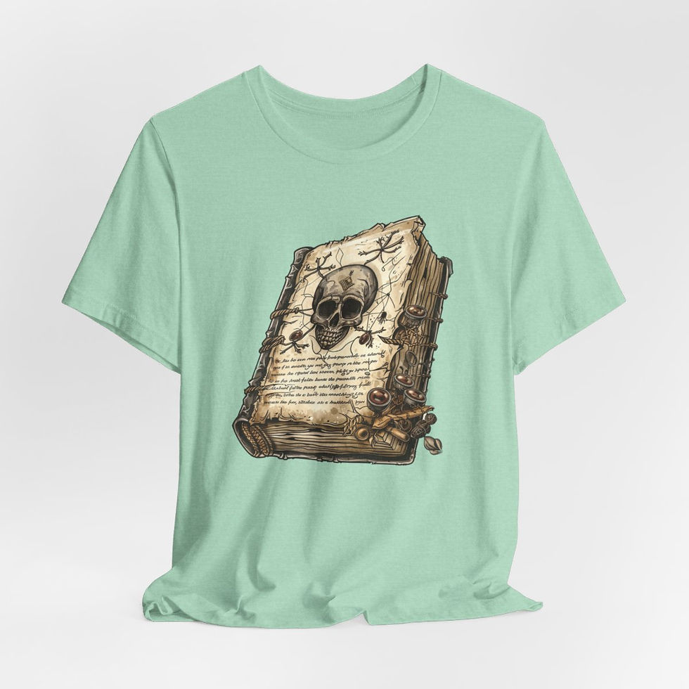 Thumbnail: Witchy T-Shirt Spell book with Skull Art Tee Esoteric Expressive Halloween Gifts