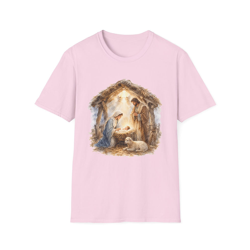 Thumbnail: Nativity T-Shirt - Jesus, Virgin Mary, St Joseph Catholic Faith Wearable Art Tee