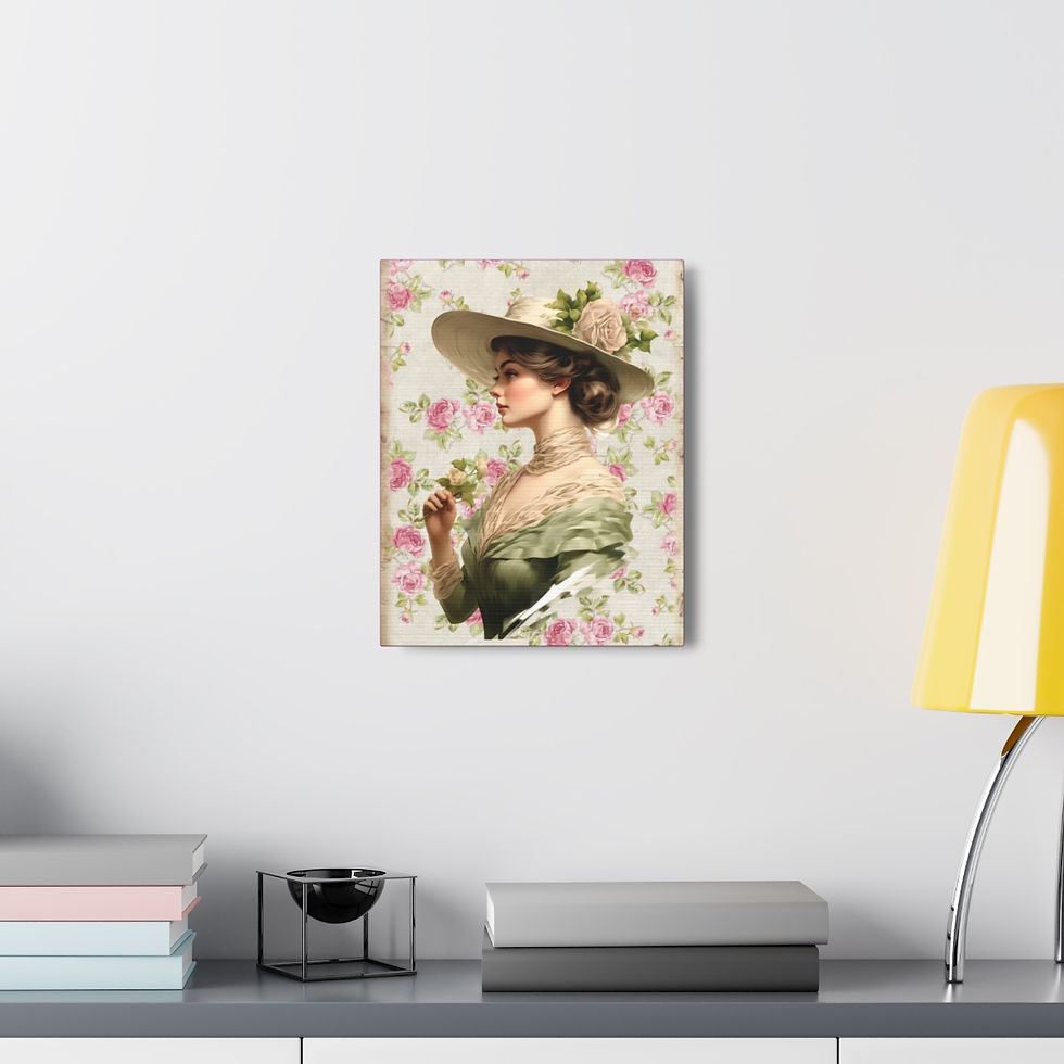 Thumbnail: Shabby Victorian Woman Wall Art Decor Canvas Print Pink Roses Artistic Gifts