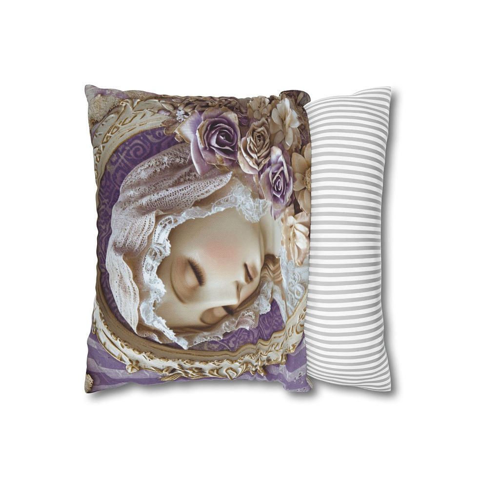 Thumbnail: Shabby Virgin Mary Throw Pillow cover Pink Lavender Roses Art Throw Pillow Decor