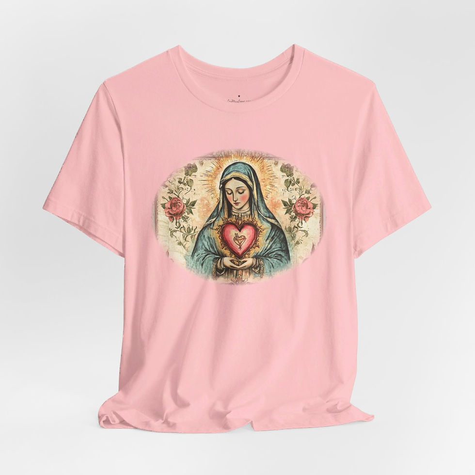 Thumbnail: Virgin Mary T-Shirt Shabby Mother Mary Immaculate Heart Catholic Art Tee