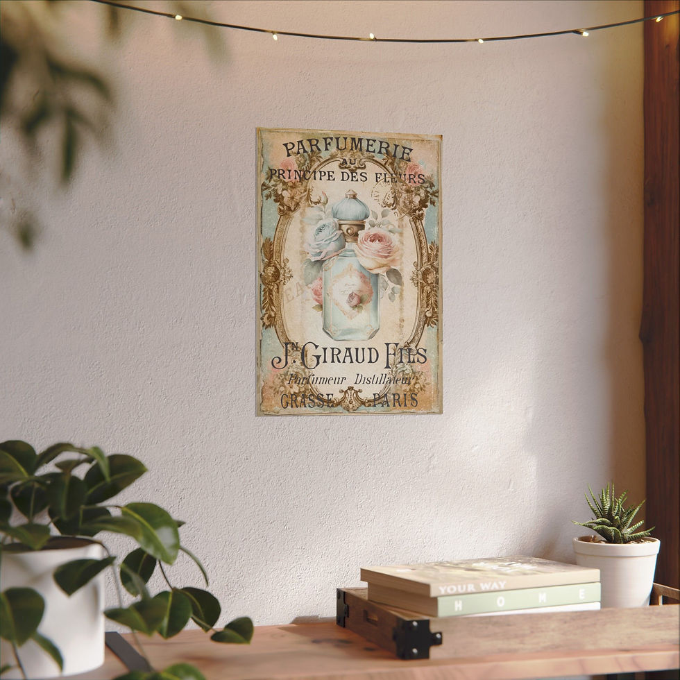 Thumbnail: Shabby Perfume Art French Country Cottage Giclee Print Bed & Bath wall decor