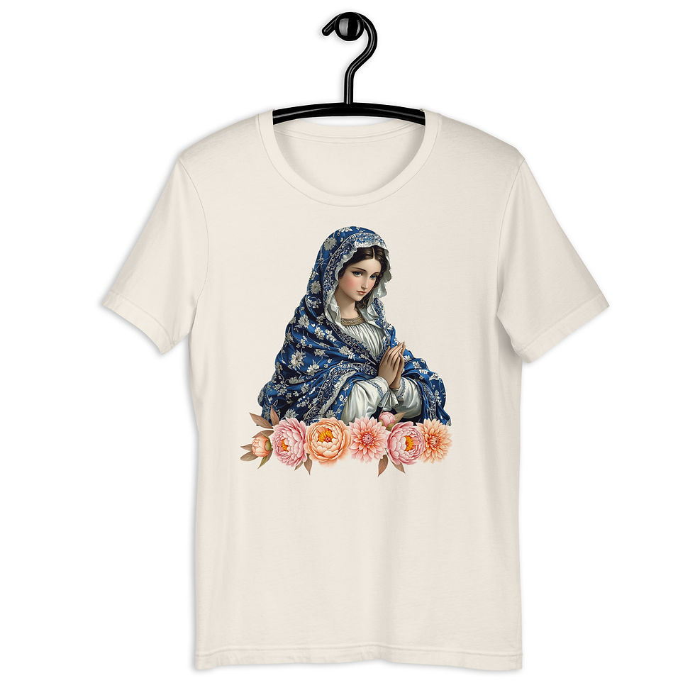 Thumbnail: Artistic Virgin Mary T-Shirt Catholic Faith Wearable Art French Mother Mary Tee