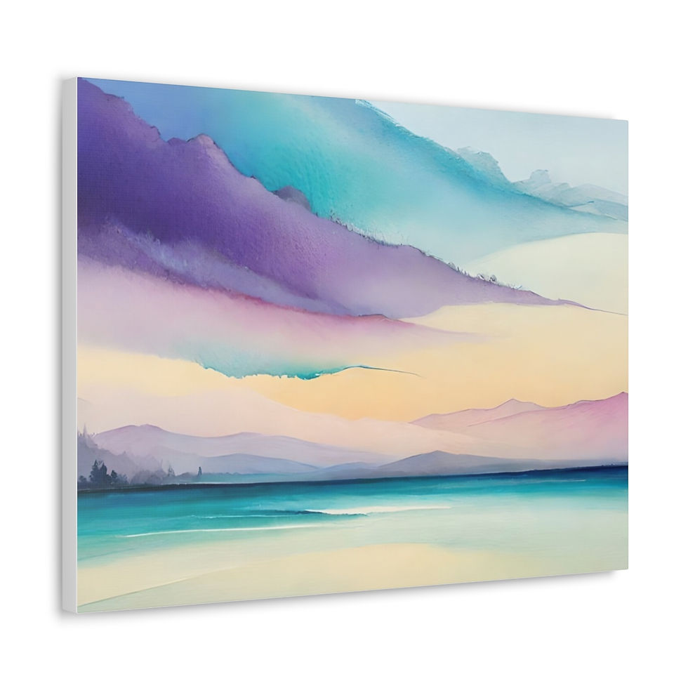 Thumbnail: Watercolor Mountain Lake Canvas Art Wall Hanging Minimalistic Abstract Decor