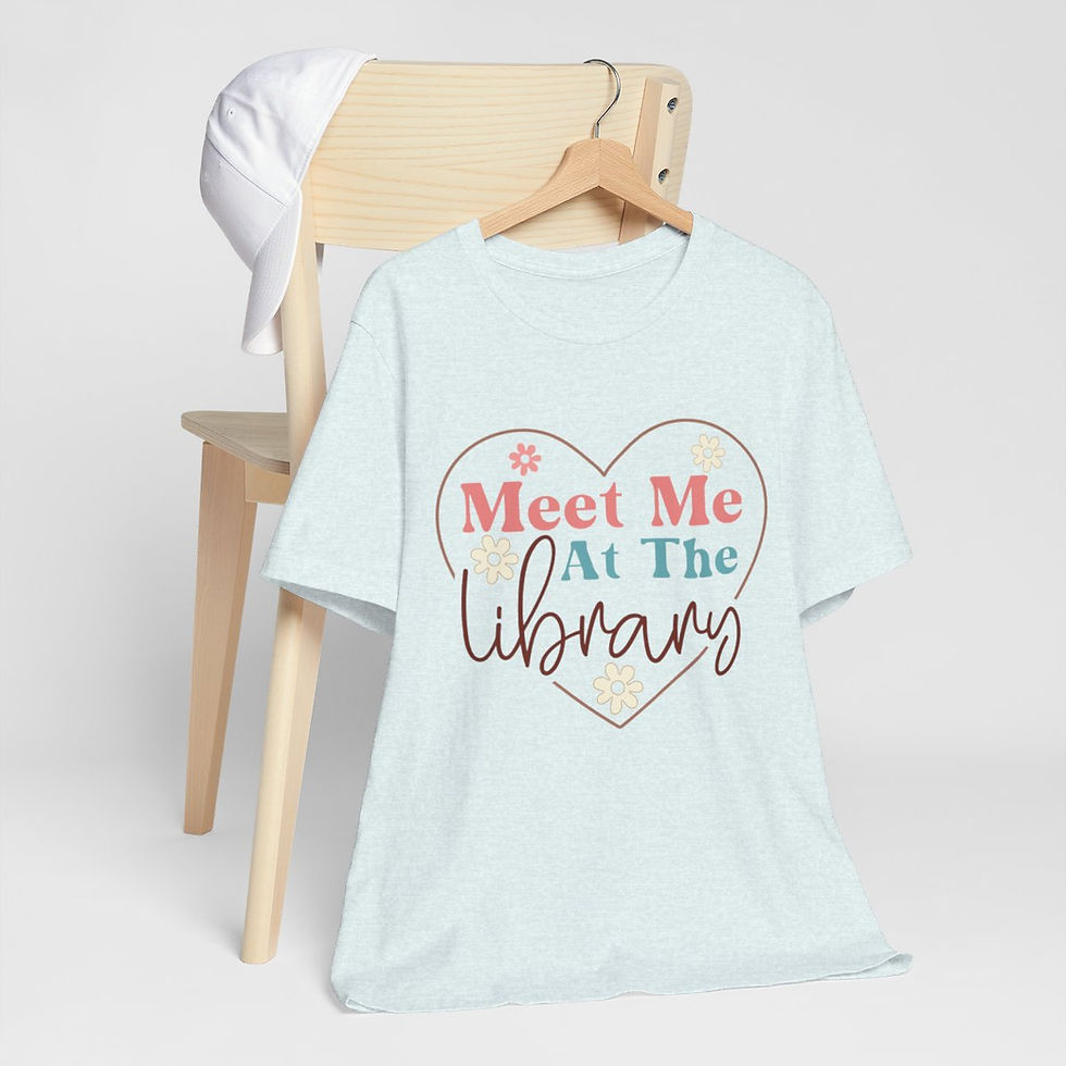 Thumbnail: Reading Lover T-Shirt Meet Me At the Library Fun Book Apparel Thoughtful Gifts