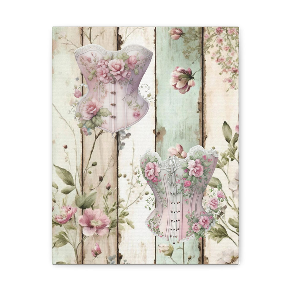 Thumbnail: French Country Art Wall Decor Shabby French Corsets Canvas Art Print 