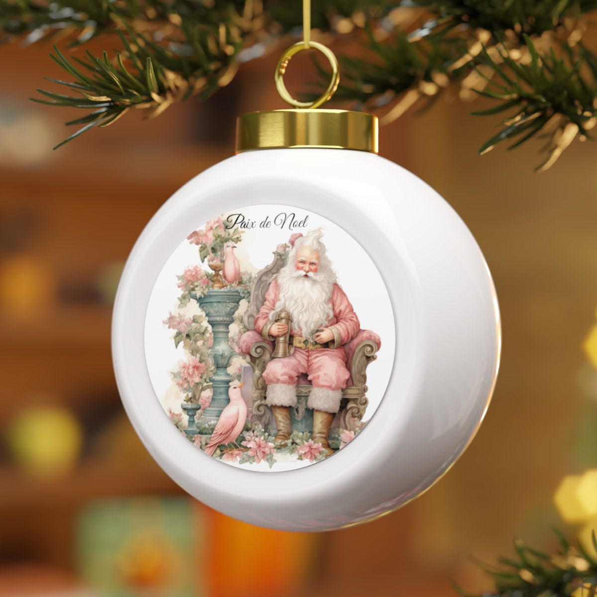 Shabby French Santa Claus Ornament Paix de Noel Christmas Decor & Gifts