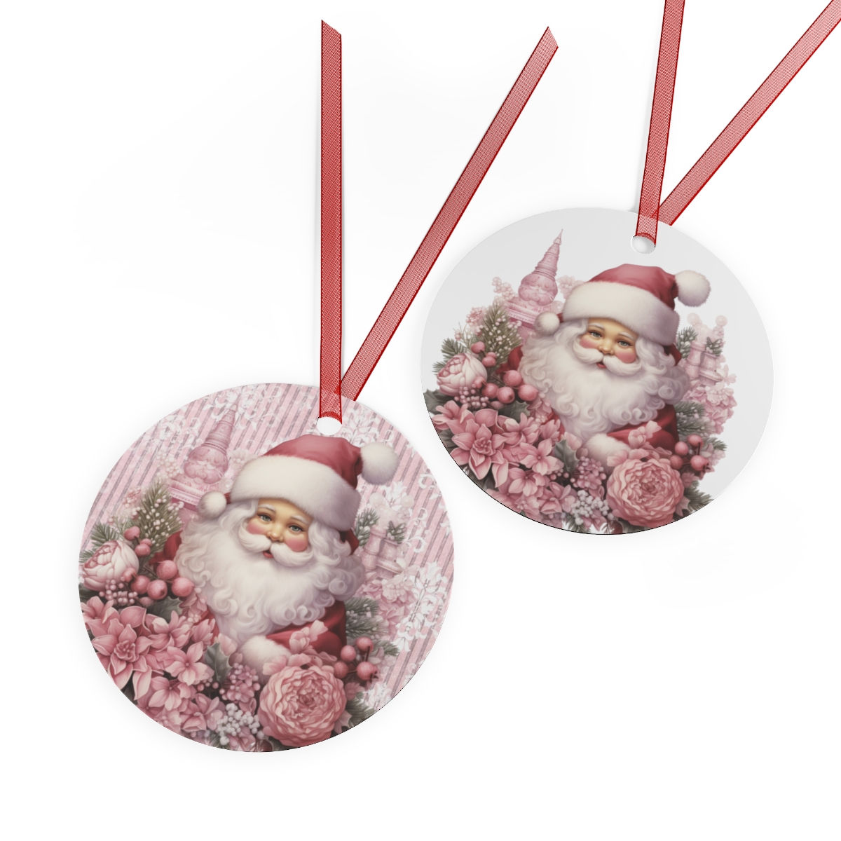 Artistic Christmas Ornament Vintage Shabby Santa Claus Pink Christmas Decor