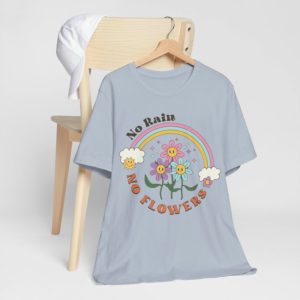 Thumbnail: Spiritual Art T-Shirt Motivational Gifts No Rain No Flowers Retro Apparel