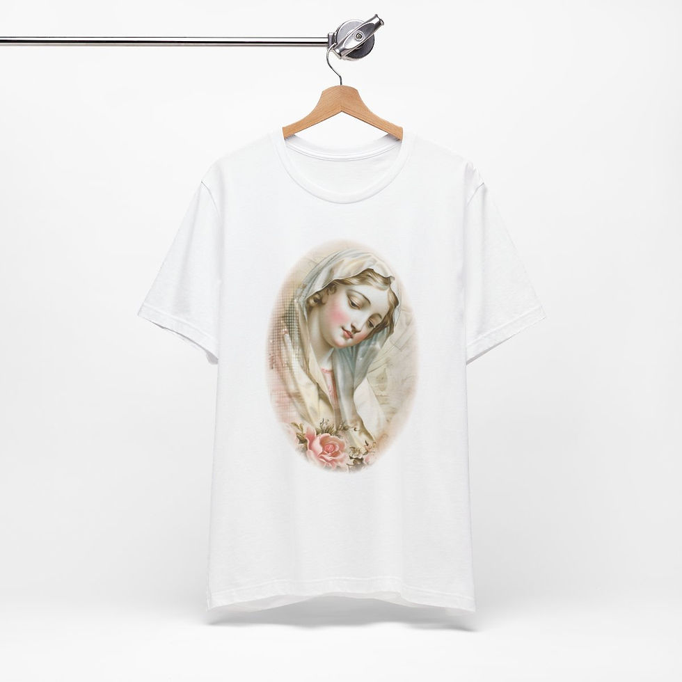 Thumbnail: Shabby Virgin Mary T-Shirt Ave Maria Religious Faith Art Tee Catholic Gifts