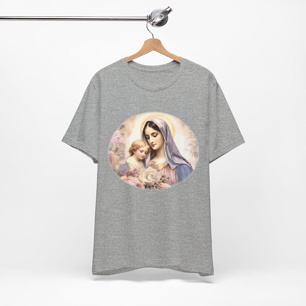 Thumbnail: Virgin Mary T-Shirt Madonna Jesus Shabby Ave Maria Art Tee Catholic Faith Gifts