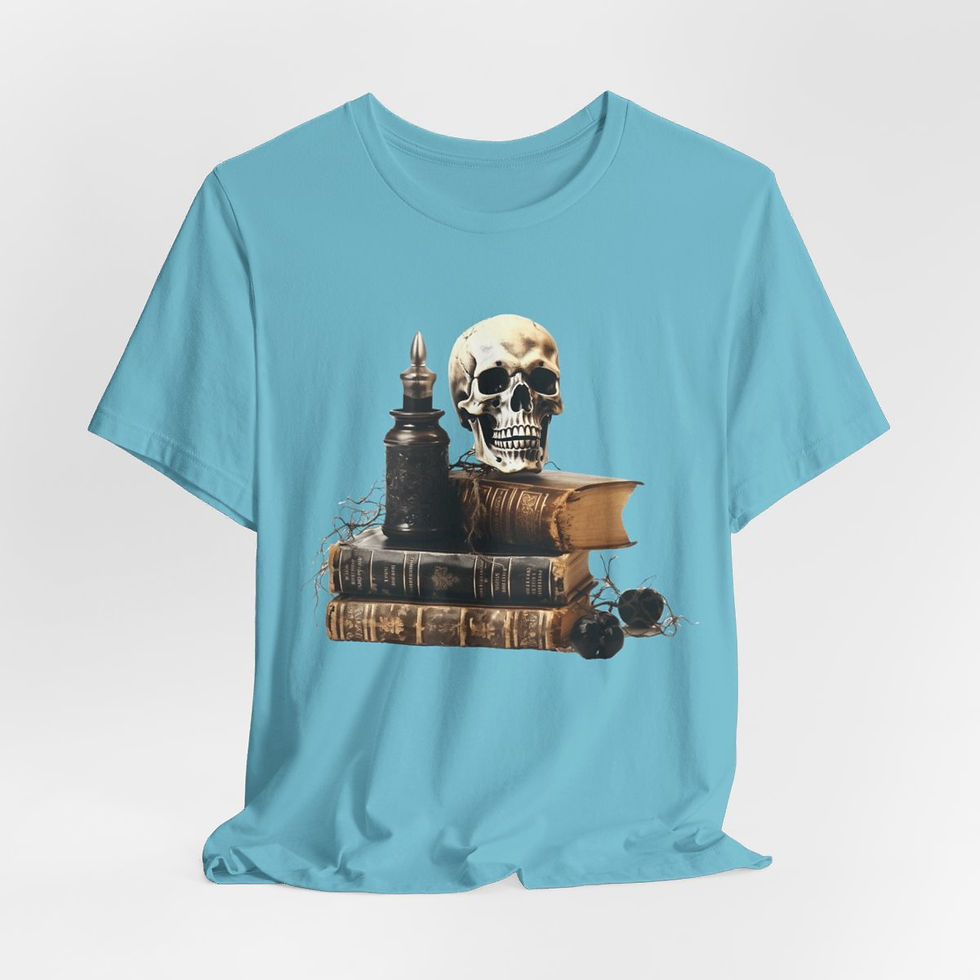 Thumbnail: Witchy T-Shirt Spell book & Skull Art Tee Esoteric Expressive Halloween Gifts