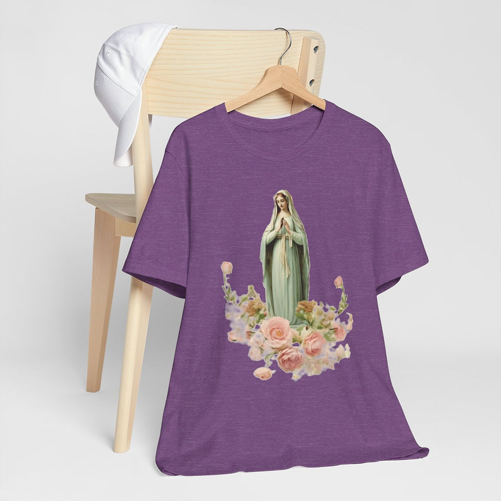 Thumbnail: Shabby Religious Faith T-Shirt Virgin Mary Art Tee Vintage Style Catholic Gifts