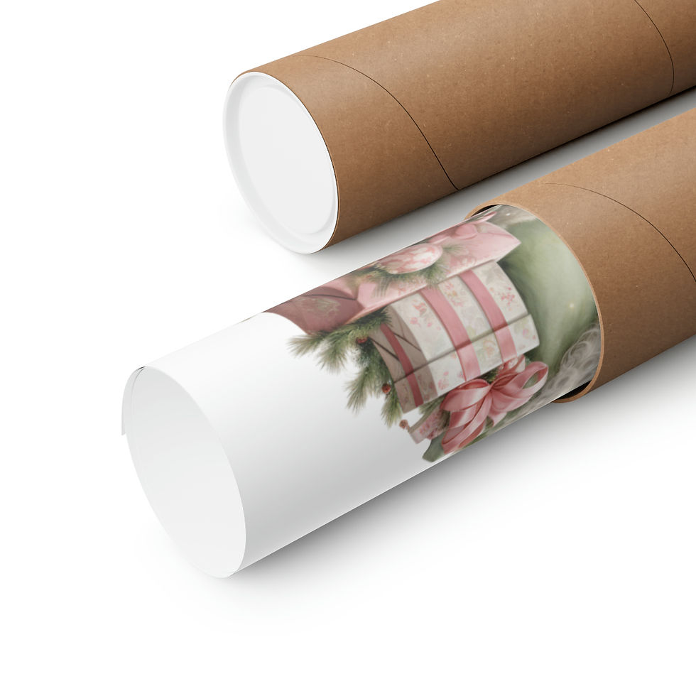 Thumbnail: Nostalgic Vintage Christmas Decor Shabby Chic Santa Claus Art Print Pink Green