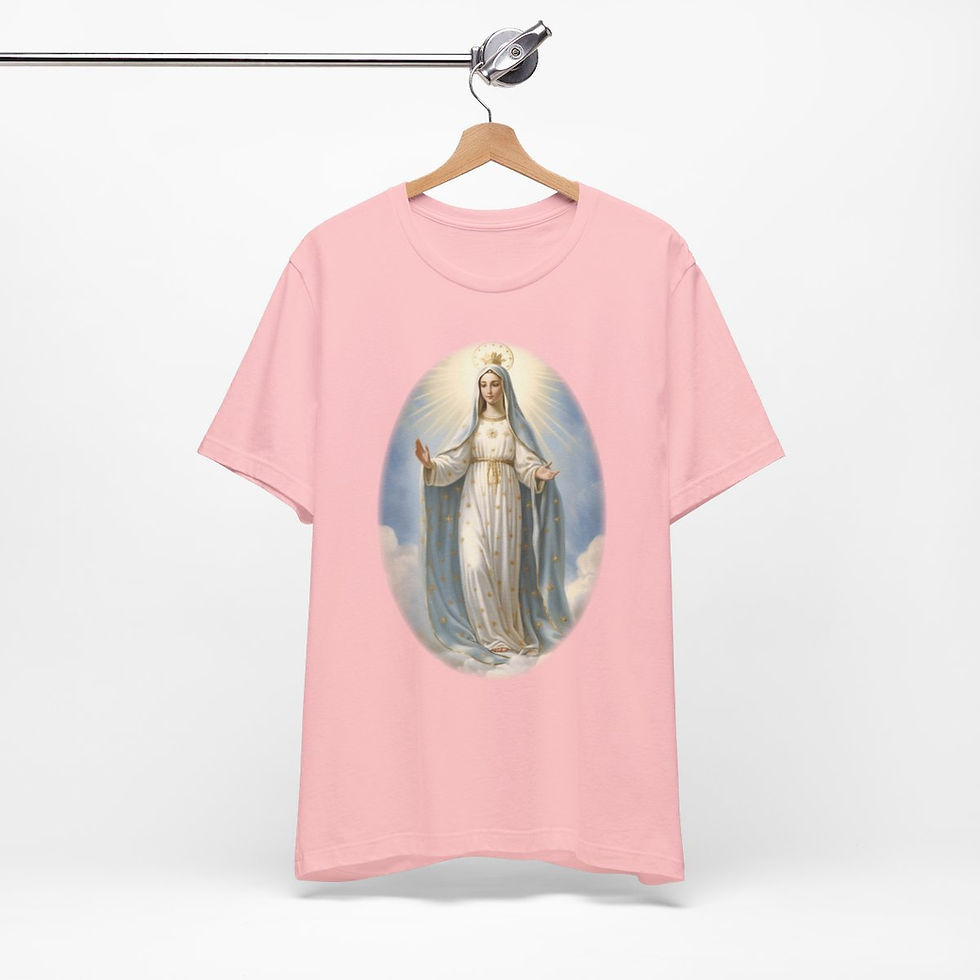 Thumbnail: Virgin Mary T-Shirt Our Lady of Grace Ave Maria Art Tee Catholic Faith Gift