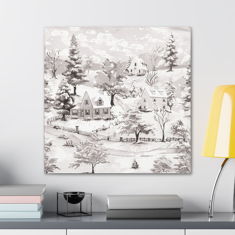 Thumbnail: Canvas Art Rustic Snowy Village Vintage Farmhouse Country Town Wall Decor 