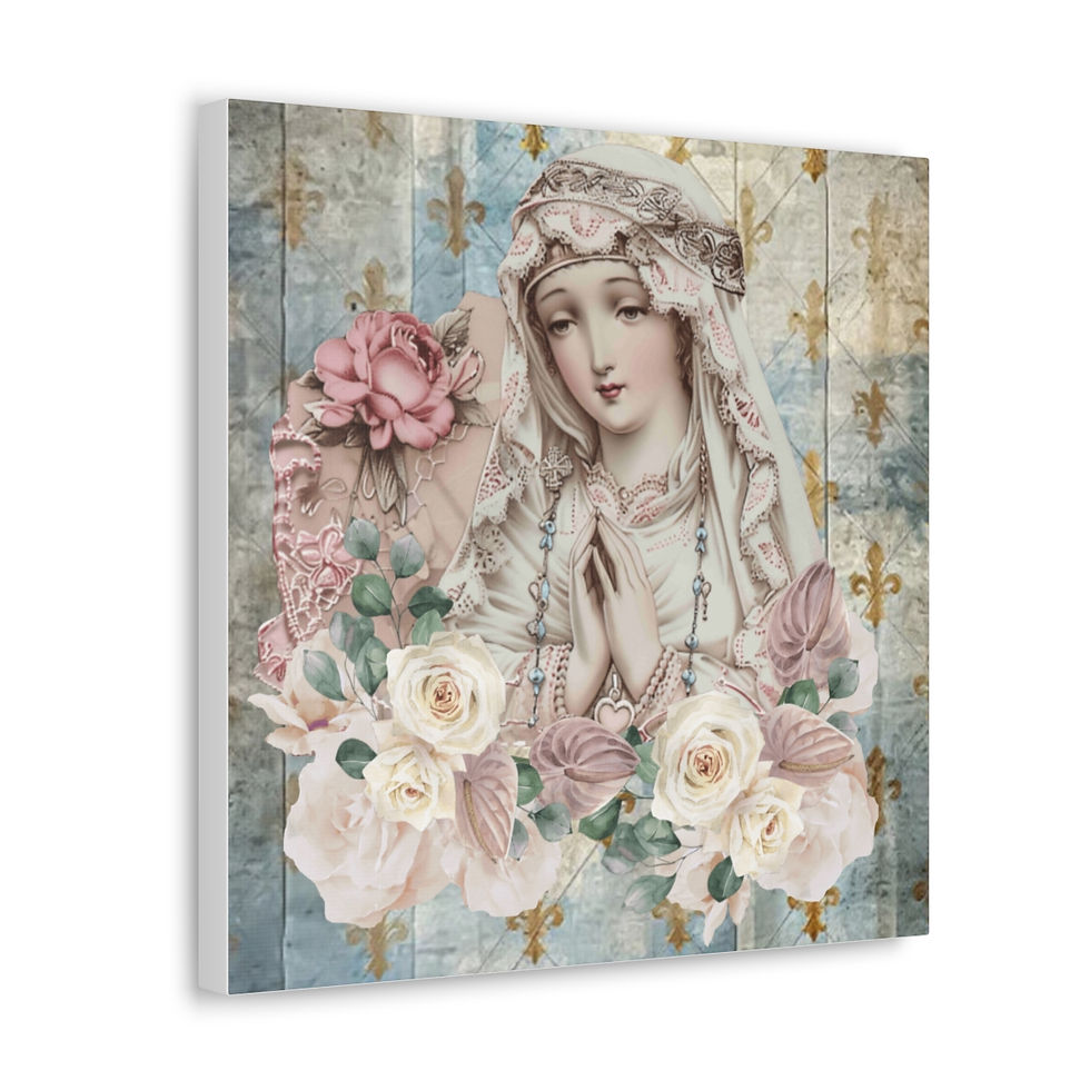 Thumbnail: Shabby French Religious Canvas Art Virgin Mary Distressed Catholic Wall Decor