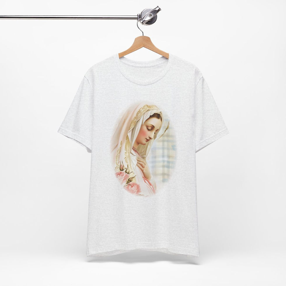 Thumbnail: Shabby Virgin Mary T-Shirt Ave Maria Religious Faith Art Tee Catholic Gifts