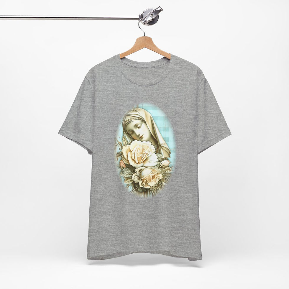 Thumbnail: Shabby Virgin Mary T-Shirt Ave Maria Religious Faith Art Tee Catholic Gifts