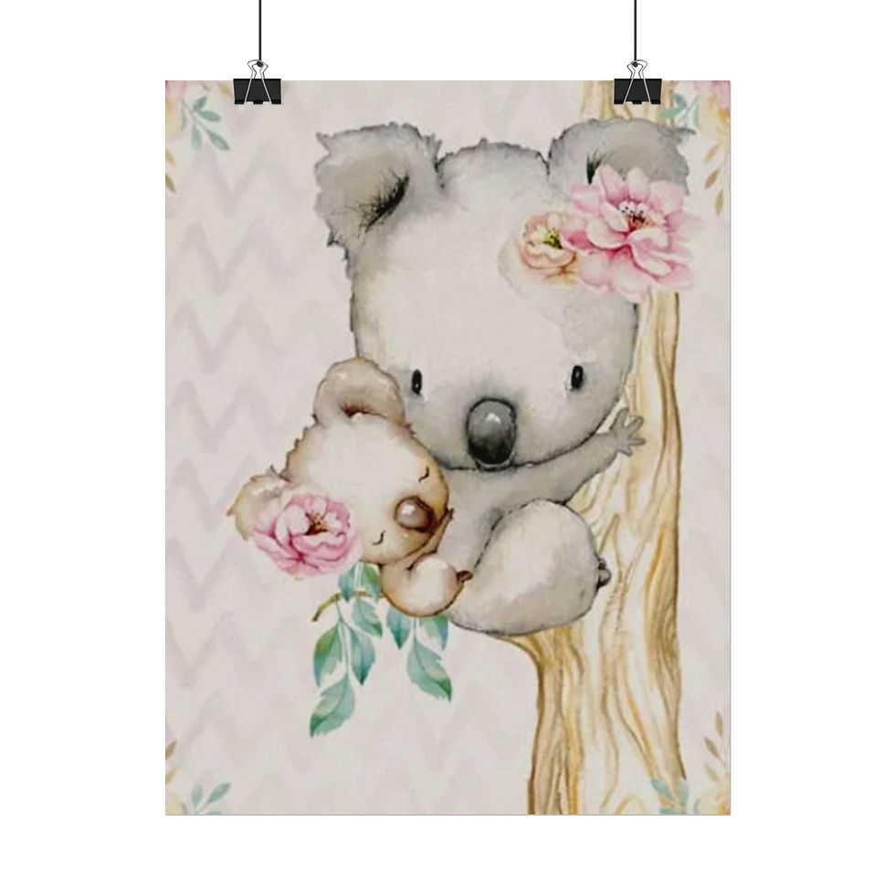 Thumbnail: Boho Nursery Art Watercolor Print Koala Bear Baby with Mother Children's decor 