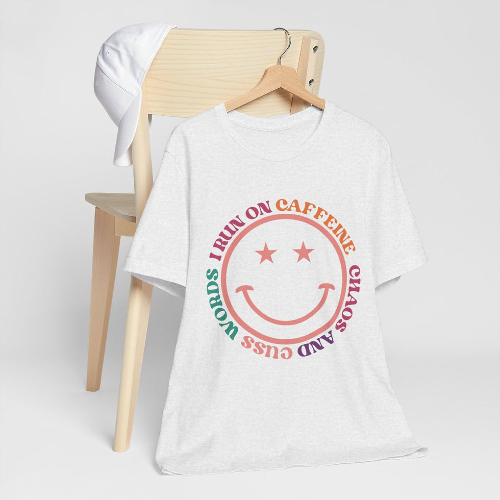 Thumbnail: Sarcastic T-Shirt I Run on Caffeine Chaos Cuss Words Expressive Apparel Fun Gift