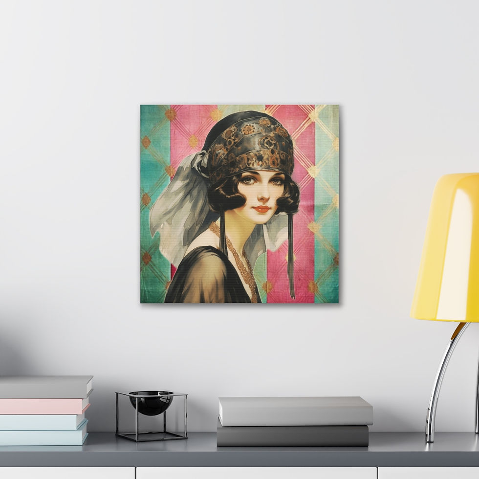 Thumbnail: Vintage Art Deco Women Canvas Art French Flapper Glam Boho Statement Decor 