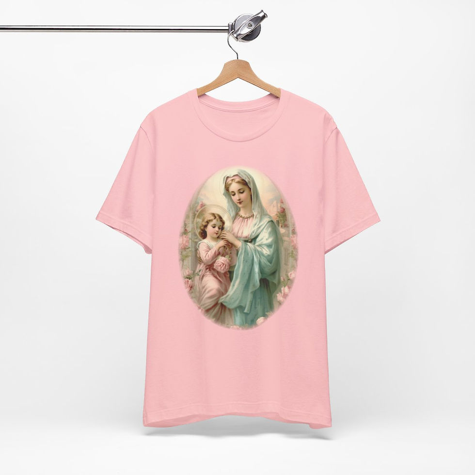 Thumbnail: Virgin Mary T-Shirt Shabby French Madonna and Child Art Tee Catholic Faith Gifts