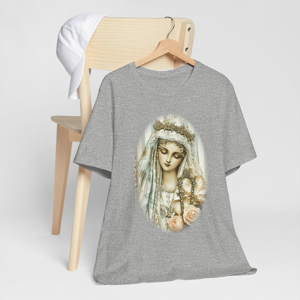 Thumbnail: Shabby Virgin Mary T-Shirt Ave Maria Religious Faith Art Tee Catholic Gifts
