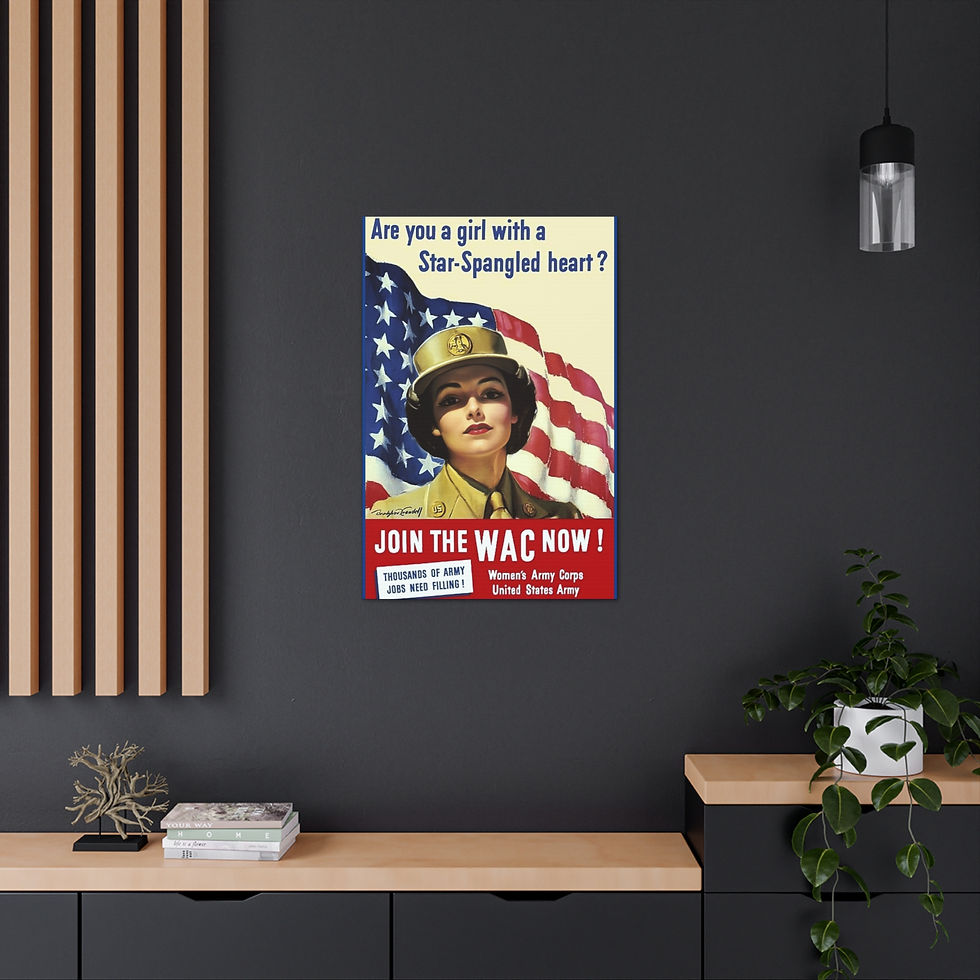 Thumbnail: Vintage WAC Army Recruiting Art Canvas Poster WWII Military Woman