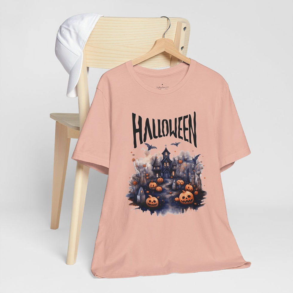 Thumbnail: Halloween T-Shirt Spooky Haunted House Art Fall Apparel Trendy Gift
