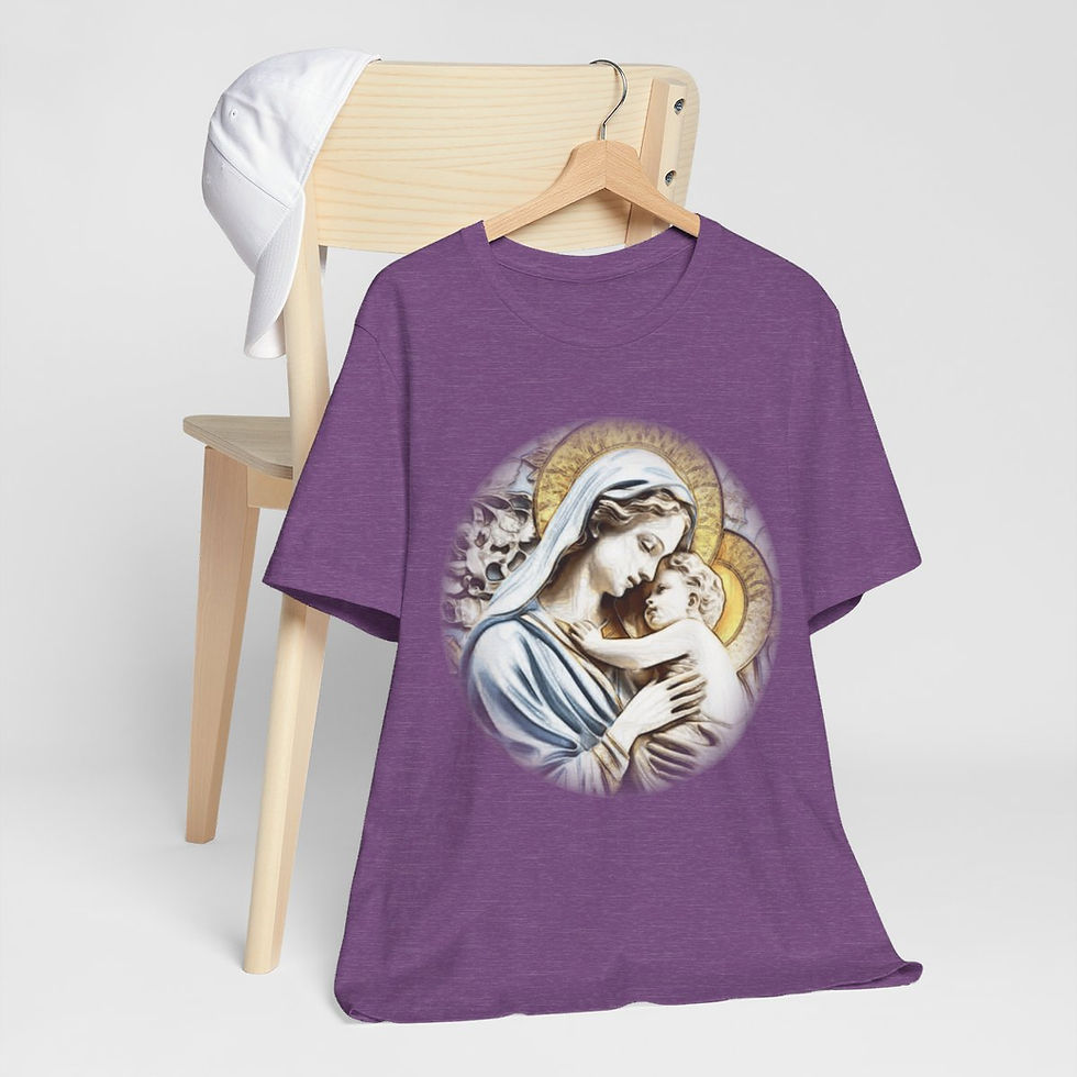 Thumbnail: Vintage Virgin Mary T-Shirt Madonna & Child Unisex Religious Art Catholic Gift