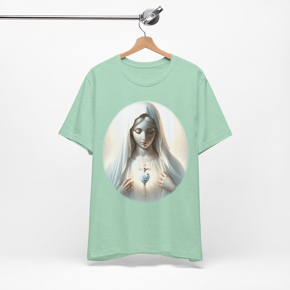 Thumbnail: Virgin Mary T-Shirt Immaculate Heart Ave Maria Art Tee Catholic Faith Gift