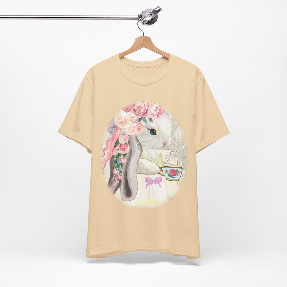 Thumbnail: Shabby T-Shirt Bunny having Tea Pink Roses Chic Art Tee Artistic Apparel & Gifts