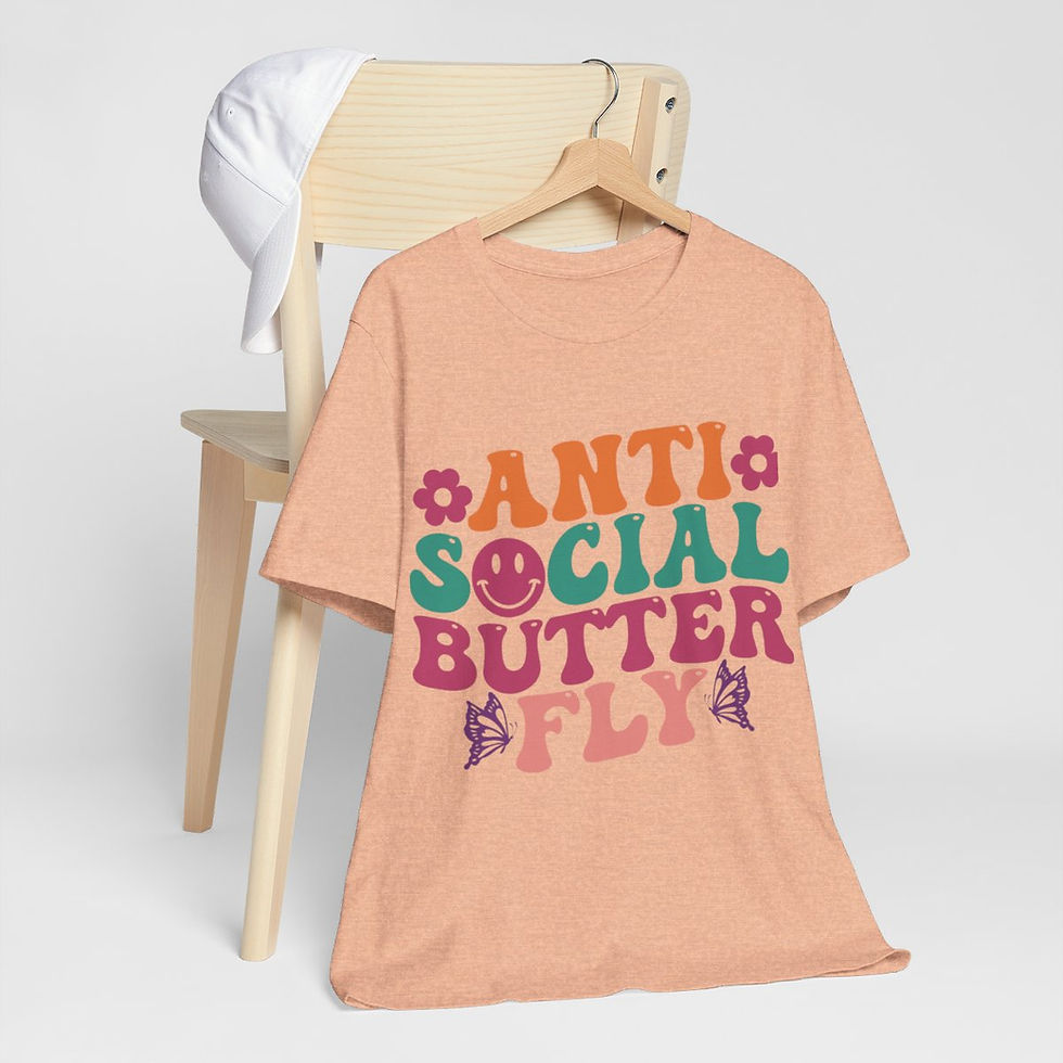 Thumbnail: Sarcastic T-Shirt Anti Social Butterfly Art Tee Fun Expressive Gifts