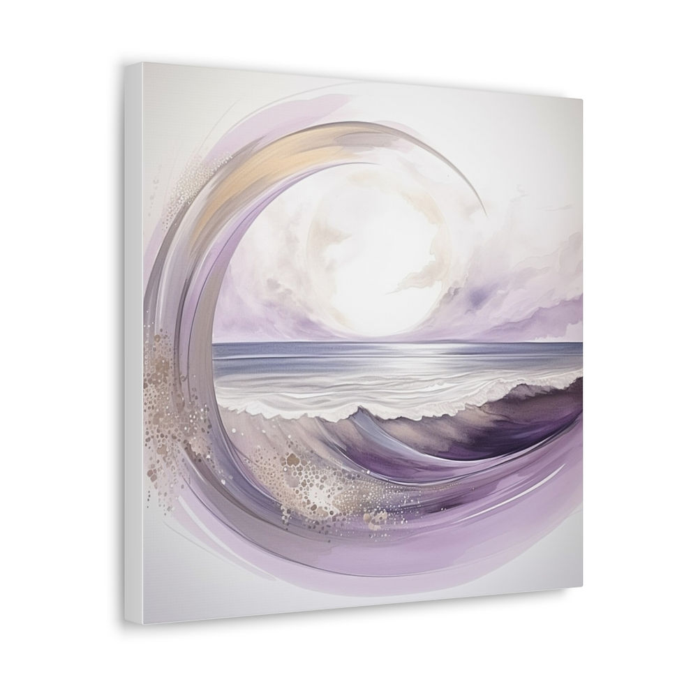 Thumbnail: Abstract Seashore Waves Canvas Art Artistic Modern Beach Sunset Watercolor 