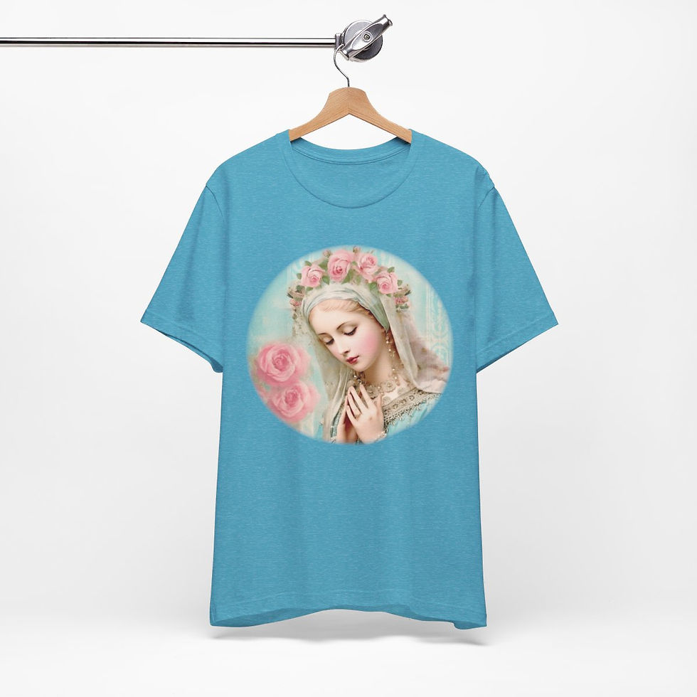 Thumbnail: Virgin Mary T-Shirt Shabby French Madonna Ave Maria Art Tee Catholic Faith Gifts