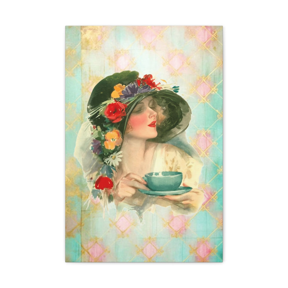 Thumbnail: Vintage Canvas Art Woman Having Tea Harrison Fisher Canvas Print Wall Decor 