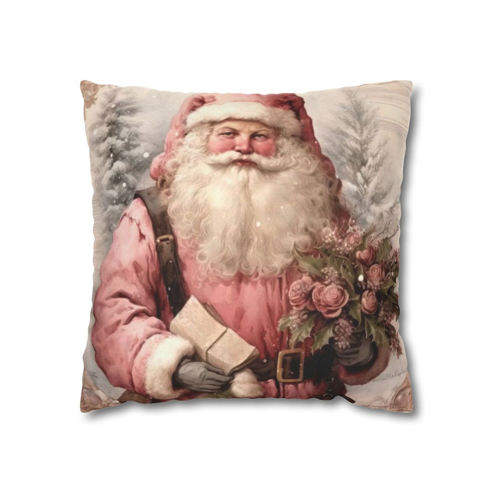 Thumbnail: Shabby Victorian Santa Christmas Throw Pillow Cover Holiday Home decorations