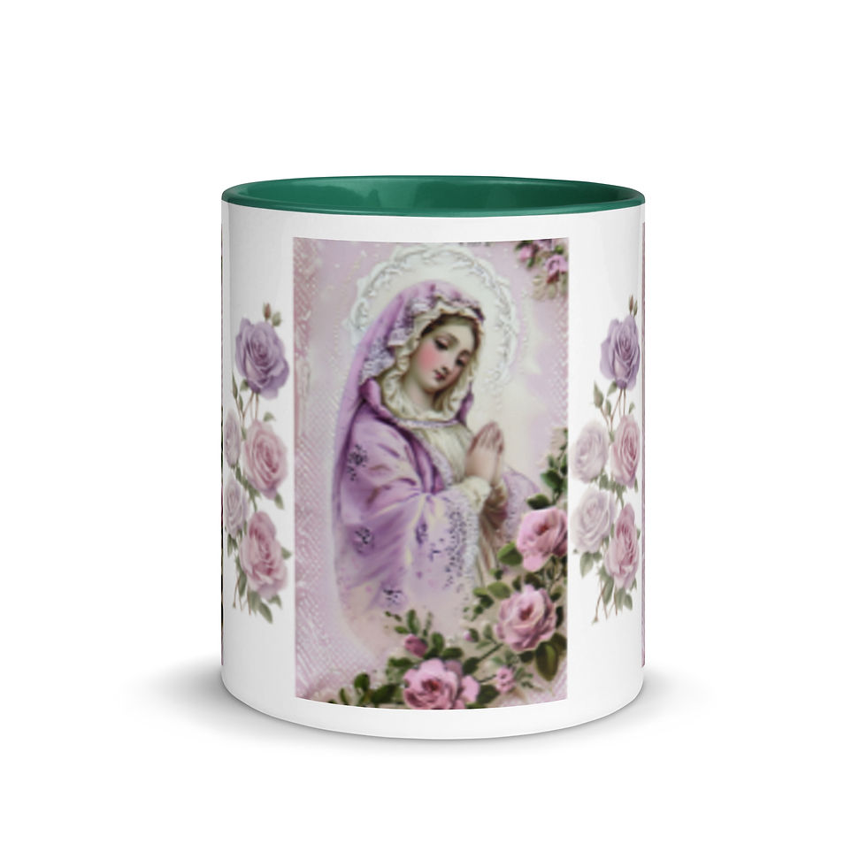 Thumbnail: Artistic Virgin Mary Coffee Mug Madonna Shabby Roses Faith Art Coffee Cup Gift 