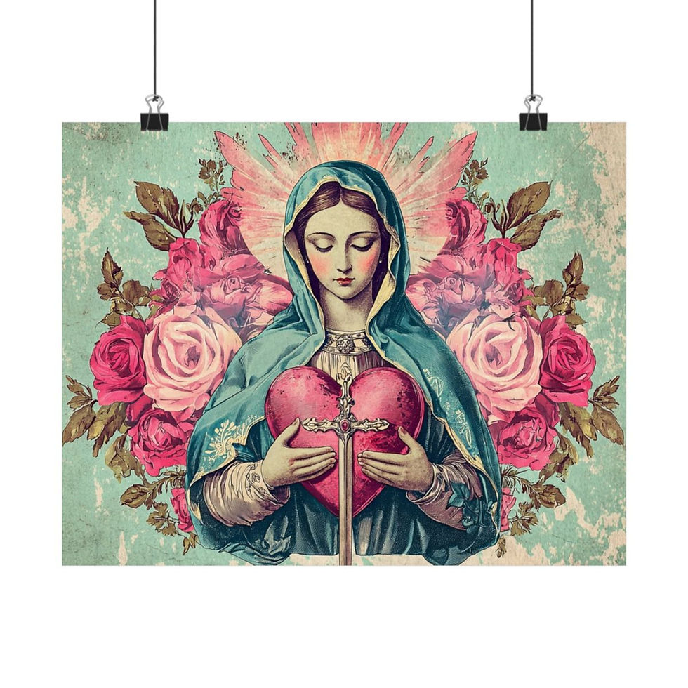 Thumbnail: Catholic Giclee Art Print Virgin Mary Immaculate Heart Shabby Mother Mary decor
