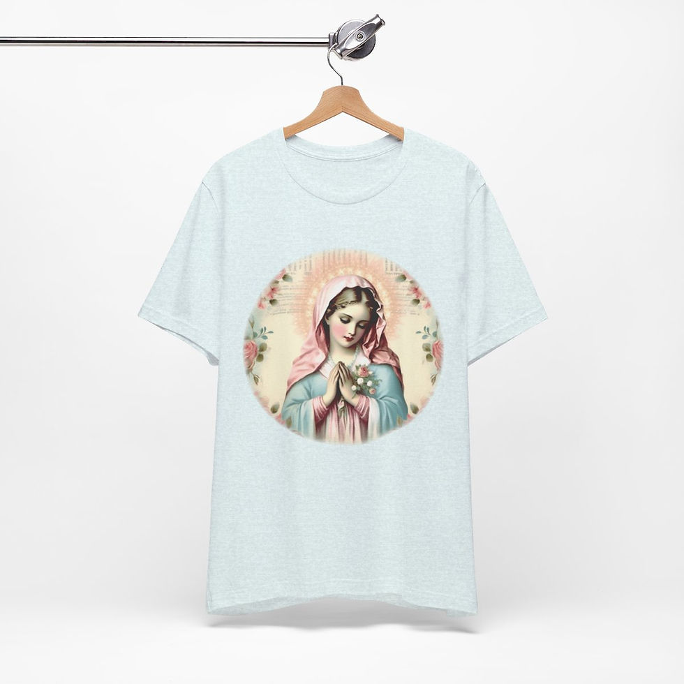 Thumbnail: Virgin Mary T-Shirt Shabby French Madonna Ave Maria Art Tee Catholic Faith Gifts