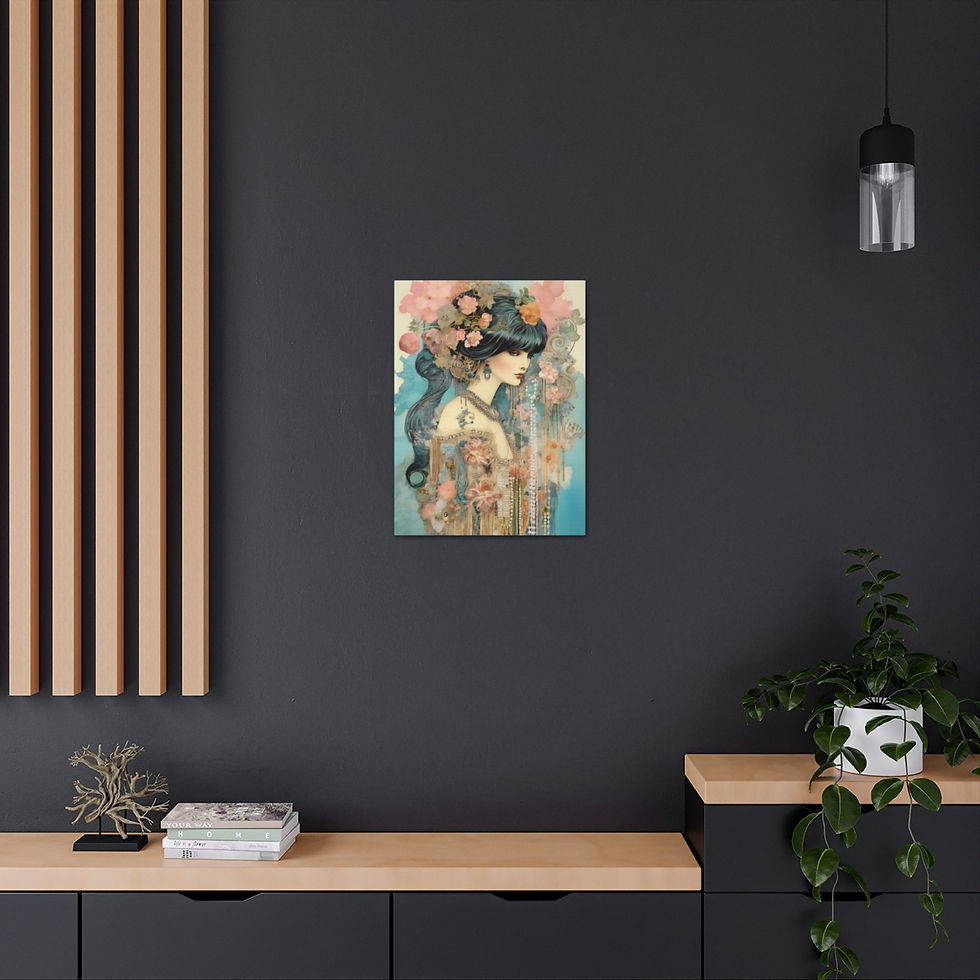 Thumbnail: Vintage Art Nouveau Woman Canvas Art Vibrant Boho Statement Artwork Home decor